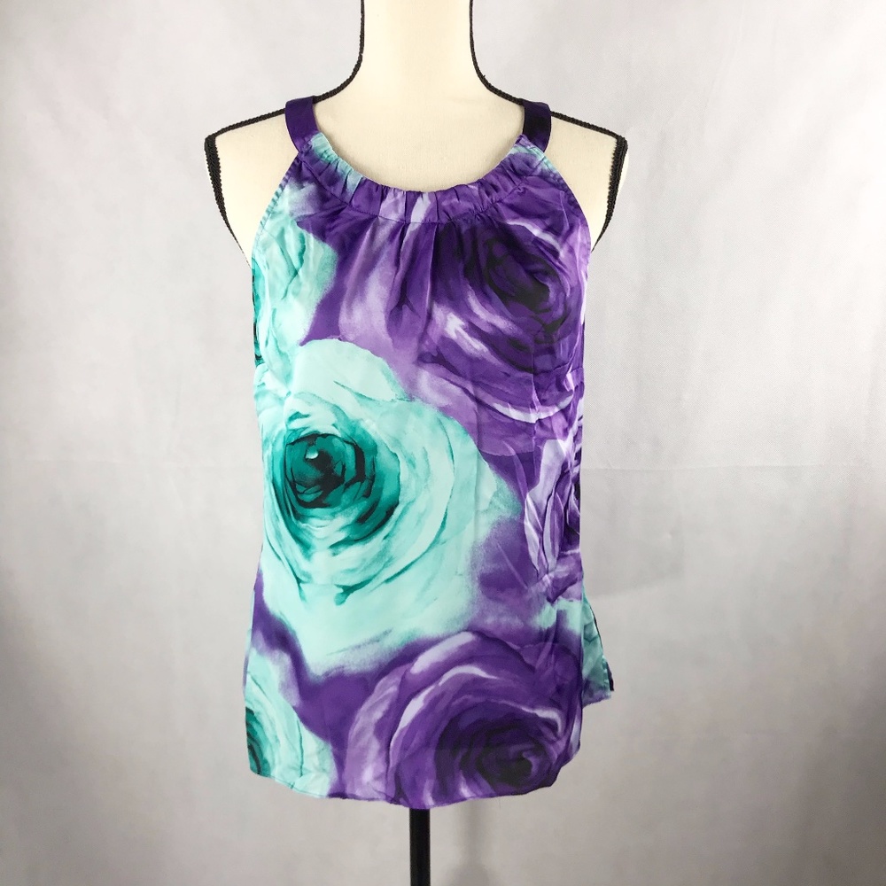 WHBM Floral Halter Blouse Size M